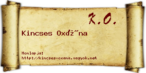Kincses Oxána névjegykártya